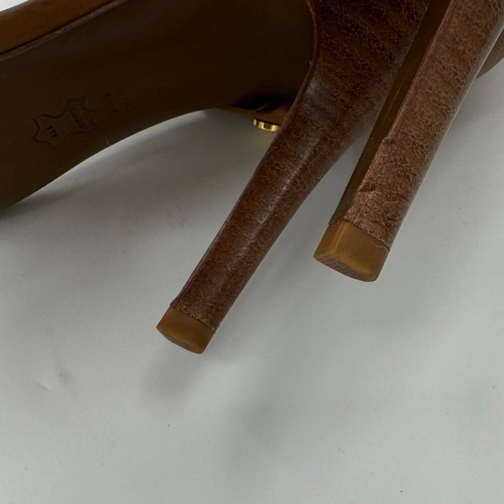 Tory Burch Graham Brown Leather Strappy High Heel Sandals 9M - Picture 10 of 15